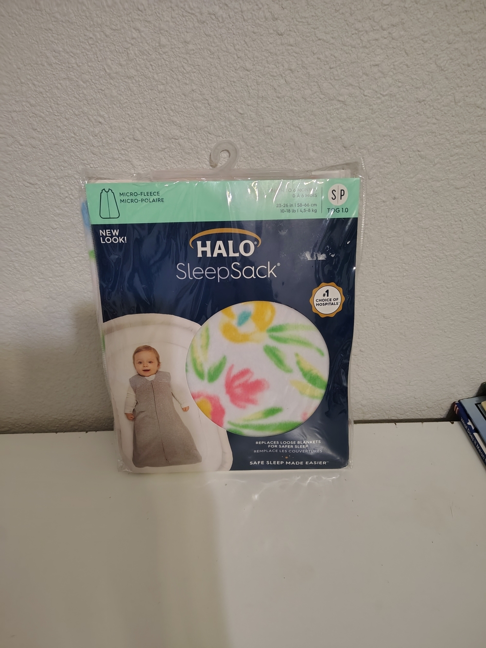 HALO Sleep Sack Micro-Fleece Baby Swaddle TOG 1.0 SP Floral Girl White Pink